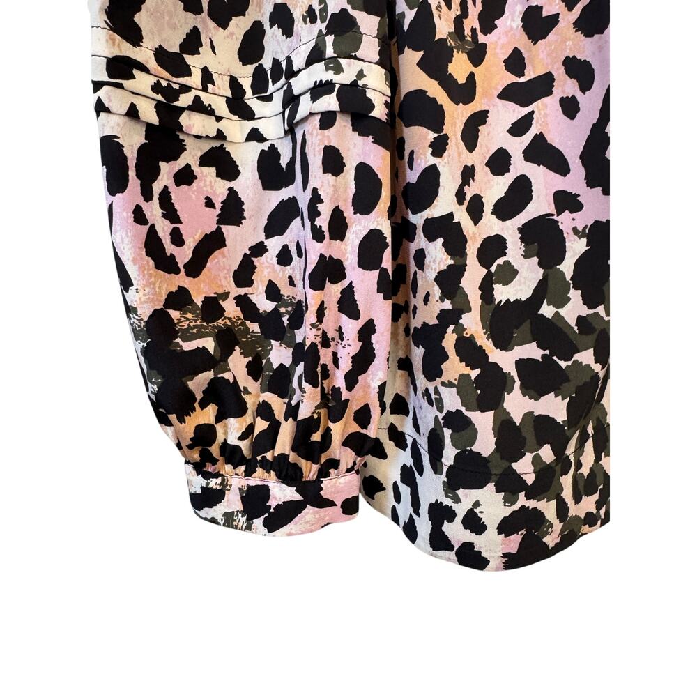 VERONICA BEARD Lety Leopard Print Stretch Silk Blouse Size 6 Watercolor Lilac - Picture 12 of 14
